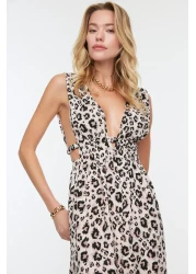  Collection فستان شاطئ طويل بطبعة جلد الفهد - TBESS22EL0731