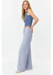  Collection Light Blue Wide Leg Woven Trousers - Twoaw22Pl0139