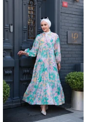 LOCCO Women's Pastel Mosaic Pattern Dress Green