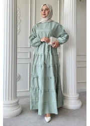 InStyle Skirt Layer Ruffle Detail Modal Mint Green Dress