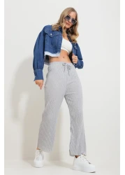 Trend Alaçatı Stili Women's Gray Elastic Waist Loose Trousers ALC-X11545