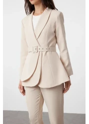  Modest Stone Arched Crepe Lined Jacket Pants Woven Bottom Top Set TCTSS24US00010