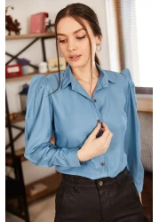 armonika Women's Ice Blue Watermelon Sleeve Shirt ARM-20K001114