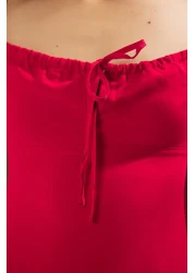  Collection فستان طويل منسوج باللون الأحمر TWOSS25EL00662