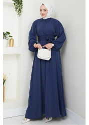 Bestenur فستان بحزام من Alser 1468 - أزرق داكن