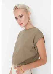  Collection Mink 100% Cotton Wadding Look Basic Crew Neck Knitted T-Shirt TWOSS20TS0021