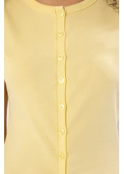  Collection Light Yellow Buttoned Fitted/Close-Fitting Knitted Blouse Twoss25Bz00281