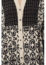  Modest فستان فيسكوز أسود منقوش - TCTSS24EB00221