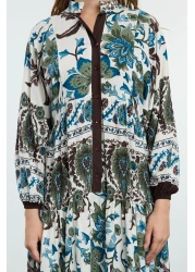  Modest Brown Floral Viscose Woven Dress Tctss24Eb00221