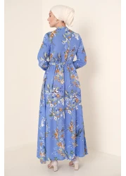 Bigdart 2144 Model Hijab Dress - Judge Collar and Indigo Color