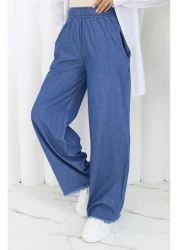 sefamerve بنطال جينز بخصر مطاطي 5827-02 أزرق