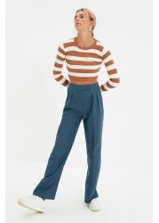  Collection بنطال منسوج عالي الخصر بأرجل واسعة - بنزين TWOAW22PL0066