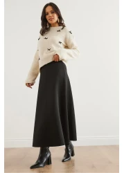 Olalook تنورة سكوبا ماكسي سوداء واسعة للنساء ETK- 19000296