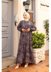 HARMAN BUTİK فستان شيفون منقوش - مبطن نسائي