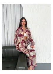 sportiness Patterned Digital Printed Modal Lilyum Fabric Shirt Suit