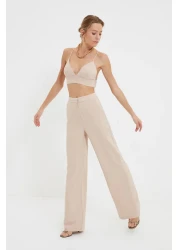  Collection بنطال منسوج بأرجل واسعة من الحجر TPRAW22PL0402