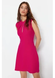  Collection Fuchsia Neckline Crepe Mini Skater Dress - Low Back Knitted, Twoss23El02015