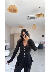 Buket Teke Black Premium Lace Blouse