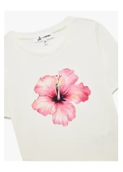 Koton Short Sleeve Crew Neck Slim Fit Cotton Floral Print T-Shirt