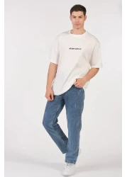 to COSMOS Unisex (men's - women's) Oversize (Bol-salaş) T-shirt Color Ecru (White) Never Give Up