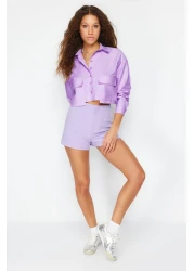  Collection Lilac Crop Pocket Detail Regular Regular Fit Woven Shirt Twoss24Go00098
