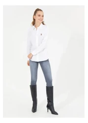 U.S. Polo Assn. White Shirt Collar Women's Shirt - Crıscolor022k