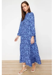  Modest Saks Patterned Half Placket Wide Fit Cotton Woven Dress TCTSS23EB00222