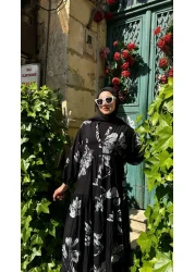 PREMİER VİE فستان فيسكوز أسود منقوش للمحجبات للموسم الجديد