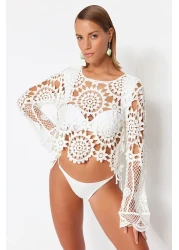  Collection Ecru Crop Knitwear Look Beach Blouse Tbess20Bz0572