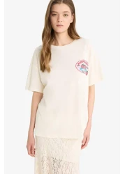 Defacto Coool Oversize Wide Fit Crew Neck Back Printed Short Sleeve T-Shirt F4787Ax25Sm