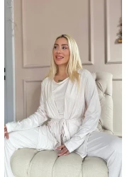 Pijamaevi Light Powder Dublin Women's Pajama Set with Dressing Gown