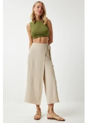 Happiness İstanbul Cream Ayrobin Shalwar Trousers - Women's Skirt Look DE00033