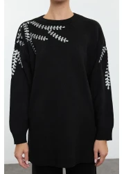  Modest Knitwear Bottom-top Set - Black Sequin Embroidered TCTAW25US00090