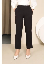 CLB COLLECTION بنطلون نسائي ضيق الساق بخصر مطاطي وزر