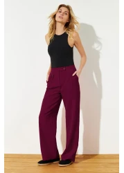  Collection Burgundy Wide Leg/Wide Leg Woven Fabric Trousers Twoaw22Pl0066