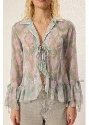  Collection Colorful Ruffle Detailed Tie up Shirt - Twoss25Go00090