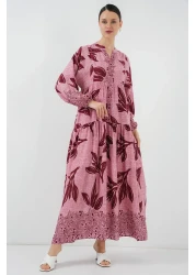 Bigdart 2423 Authentic Patterned Hijab Dress - Y.Dried Rose
