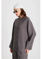 minaaise Women's Anthracite 100% Modal Bottom/Top Shirt and Pants Set 29137