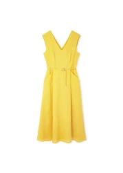 İpekyol فستان من الكتان البسيط مع مشبك معدني