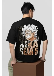 SEVBANO تي شيرت مطبوع عليه شخصية أنمي كبيرة الحجم للجنسين من Monkey D. Luffy Nika Gear 5