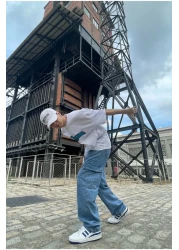 serline الجليد الأزرق السراويل الفضفاضة البضائع