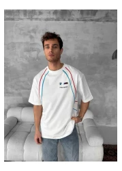 KUN SPORTSWEAR تي شيرت مضلع Motosport كبير الحجم للجنسين