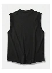 FAVORİST Zero Sleeve GYM Printed Cotton Sports T-shirt