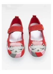 Casabony حذاء رياضي باليه للفتيات باللون الأحمر اللامع مقاس: 27