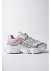 McDark نعل لتقويم العظام - حذاء للأطفال من الجنسين باللون الأبيض والأرجواني مع أربطة مطاطية