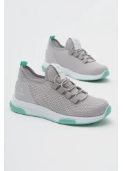 Tonny Black حذاء رياضي برباط مطاطي مريح باللون الرمادي والأخضر للأطفال