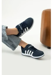 WEBORN Children's Lace-Up Single Velcro Flexible Lightweight Faux Leather Unisex Sneaker Comfortable Sports Shoes