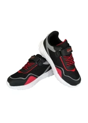 Liger Black and Red Children's Sports Shoes - Lace-Up and Velcro