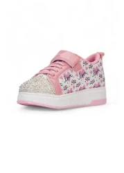 Nstil White Pink Girl's Sports Shoes Tassel Detailed Glitter Toe Lace up Velcro 4004