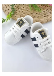 Butik Baby Boy Girl First Step Shoes Soft Sole Orthopedic Lightweight Black and White Color Options